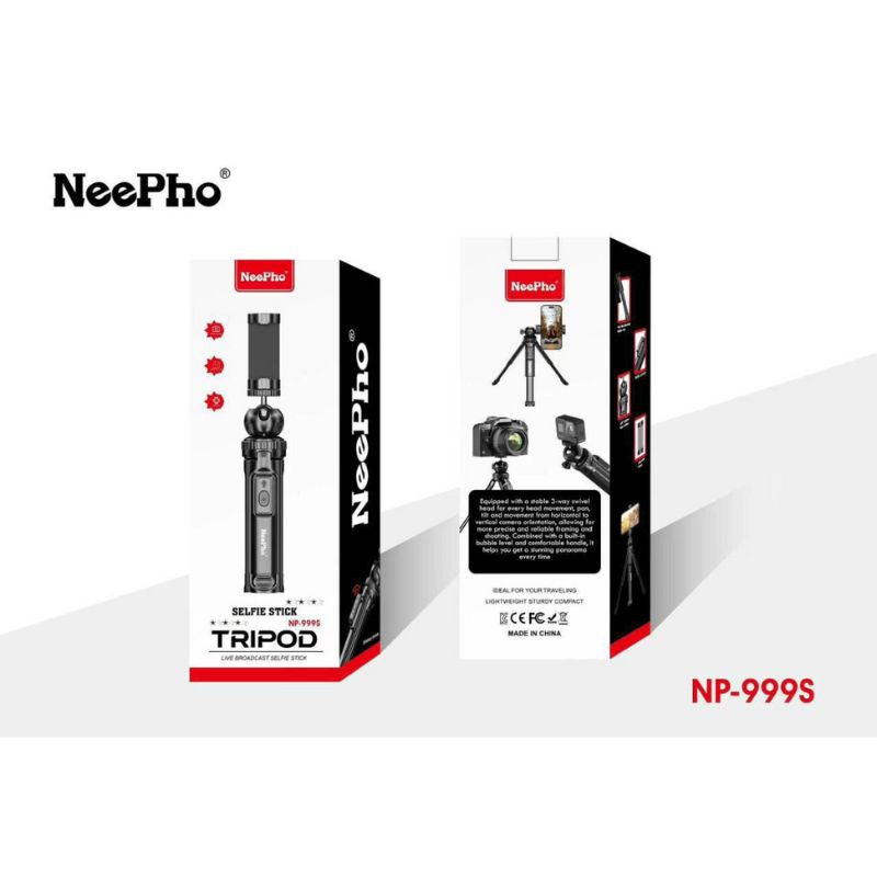 2-in-1 Selfie Stick & Tripod | Adjustable Height, Bluetooth Remote | Universal Smartphone & Camera Mount