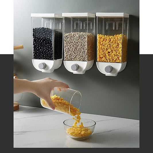 Wall Mounted Cereal Dispenser | 1.5L One-Touch Grain Storage Container