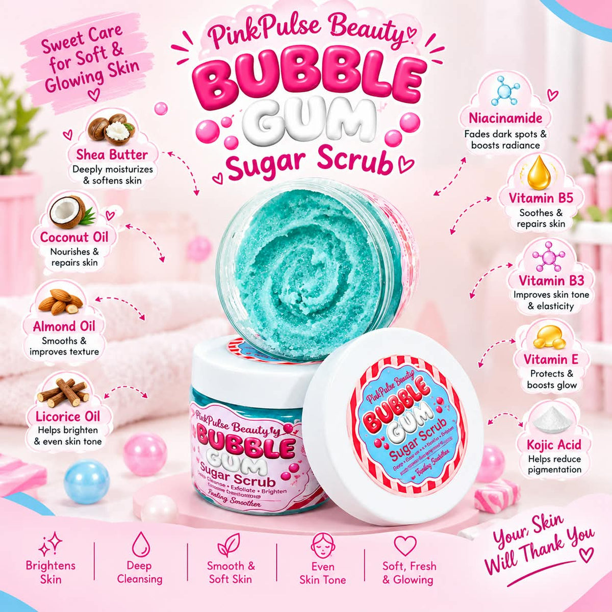 Bubble Gum Whipped sugar scrub