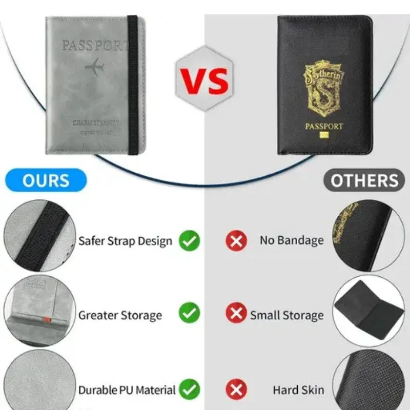 RFID Blocking Passport Wallet | PU Leather Travel Document Holder with Card & Cash Pockets | Random Color