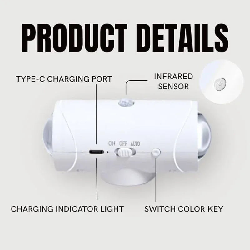 LED Night Light with Motion Sensor | Rechargeable Wireless Wall Lamp | Magnetic Indoor & Outdoor Wall Light