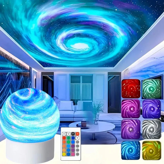 2-in-1 Ocean Wave Projector Light & Northern Aurora Lamp | 16 Colors RGB Night Light Projector | Bedroom Mood Lamp