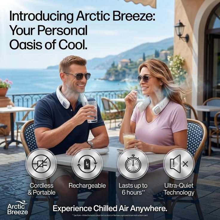 Arctic Air Freedom Wearable Neck Fan & Air Purifier | USB Rechargeable 3-Speed Personal Cooler for Indoor Outdoor Travel