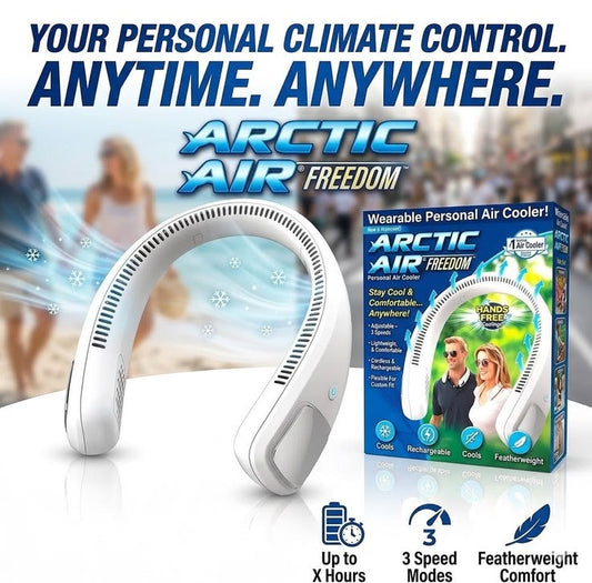 Arctic Air Freedom Wearable Neck Fan & Air Purifier | USB Rechargeable 3-Speed Personal Cooler for Indoor Outdoor Travel