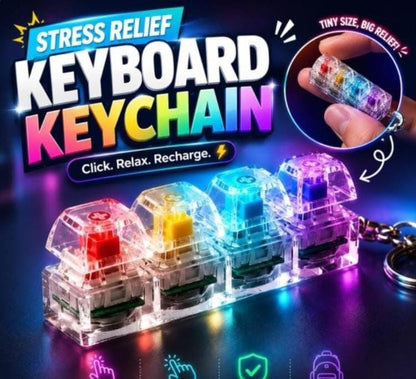 4-Key Mechanical Keyboard Clicker Keychain with Light | Stress Relief Fidget Toy