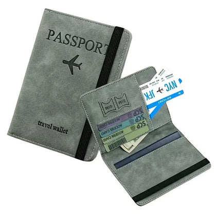 RFID Blocking Passport Wallet  | PU Leather Travel Document Holder with Card & Cash Pockets | Random Color