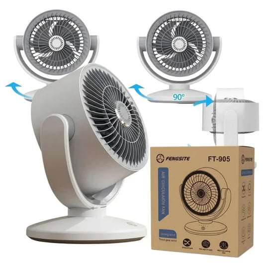 Oscillating Desktop Circulating Fan | Rechargeable Mini Table Fan with LED Display & 3 Speeds
