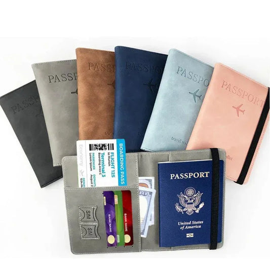 RFID Blocking Passport Wallet  | PU Leather Travel Document Holder with Card & Cash Pockets | Random Color