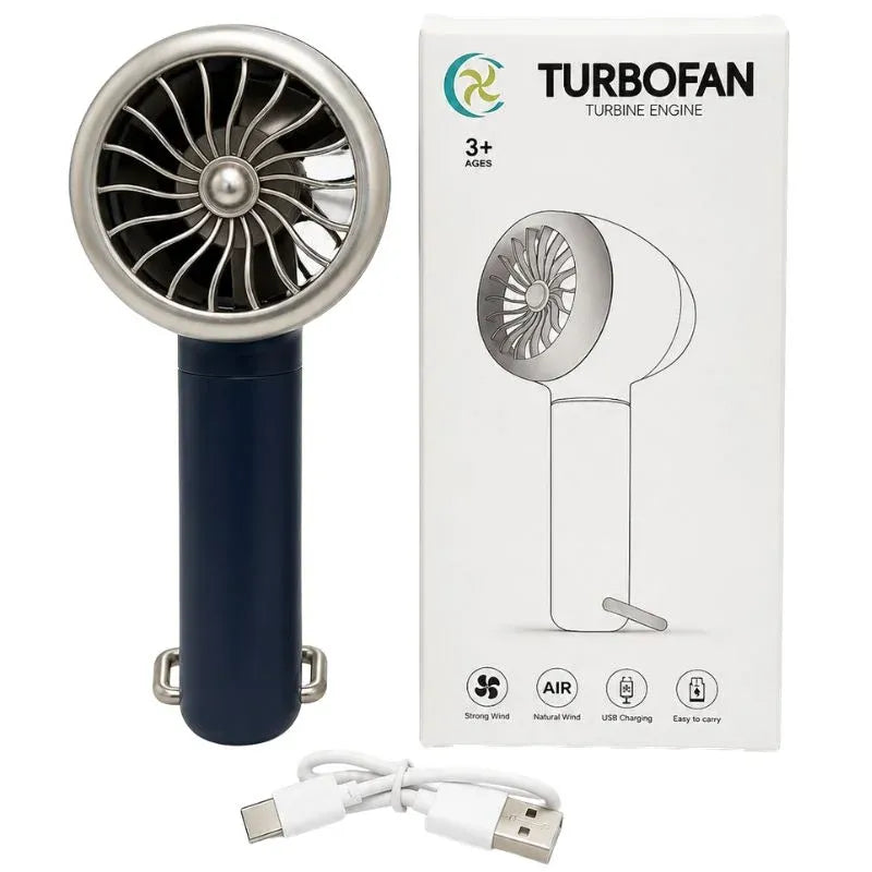 TurboFan Rechargeable Mini Cooling Fan | Portable Handheld USB Turbo Fan with 3 Speed Modes | Random color