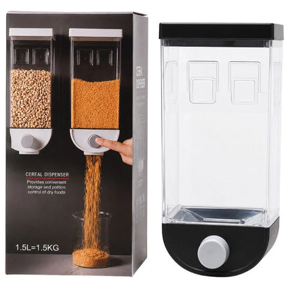 Wall Mounted Cereal Dispenser | 1.5L One-Touch Grain Storage Container