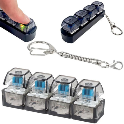 4-Key Mechanical Keyboard Clicker Keychain with Light | Stress Relief Fidget Toy