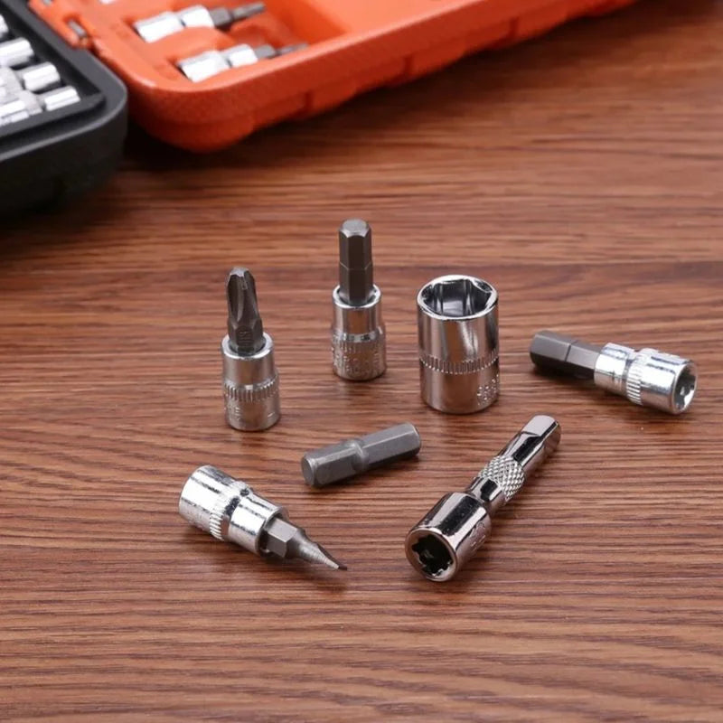 46-Piece Ratchet Socket Tool Kit | Chrome Vanadium Steel