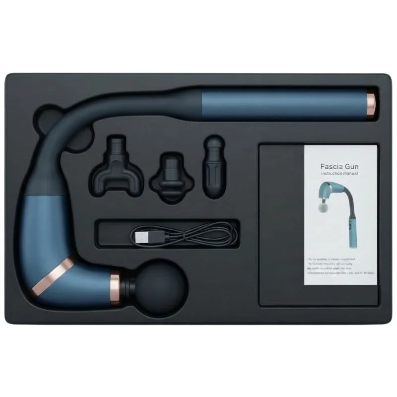 BLD-339 Long Handle Massage Gun | 4-Head Rechargeable Massager