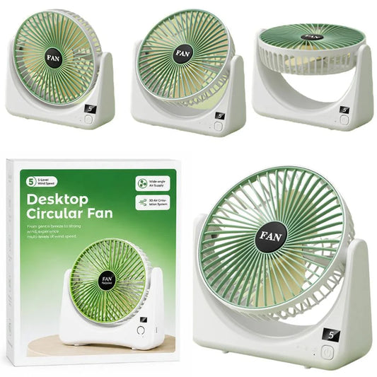 Rechargeable Desktop Fan | 3-Speed Personal Air Cooler
