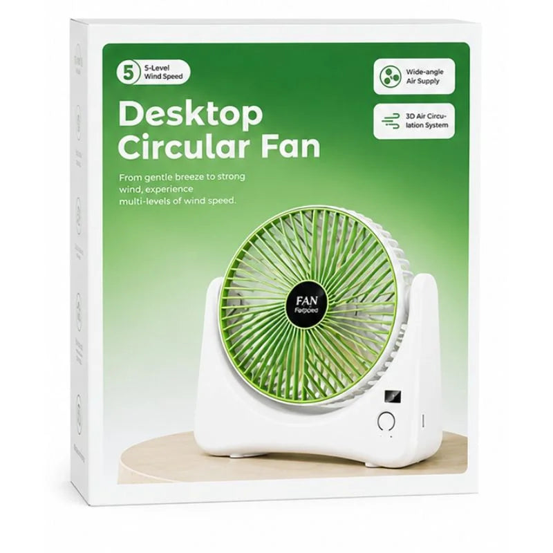 Rechargeable Desktop Fan | 3-Speed Personal Air Cooler